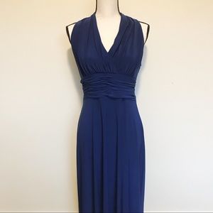 Evan Picone Blue Sleeveless V-Neck Maxi Dress